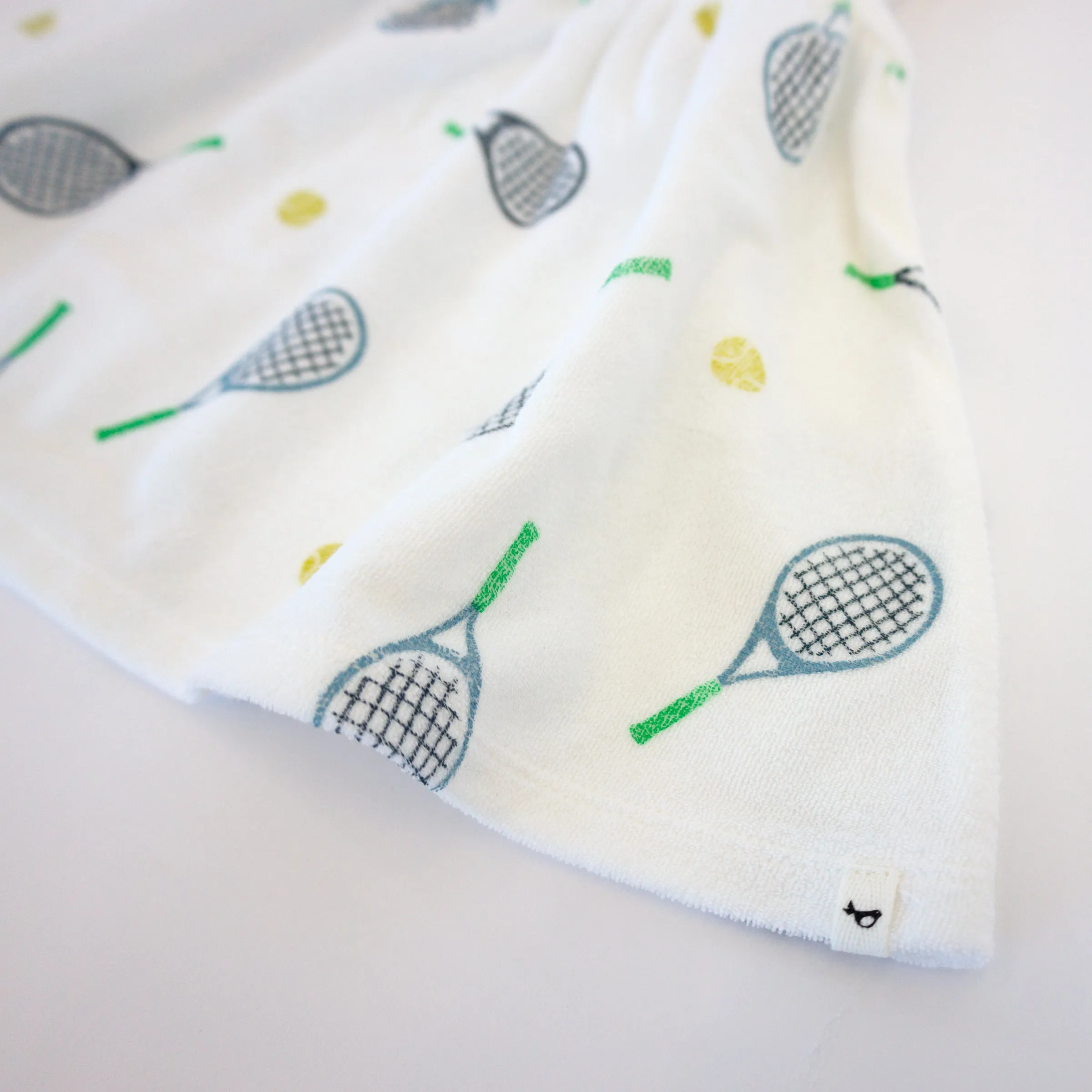 oh baby! Cotton Terry Tank Dress - Tennis Print - Snow