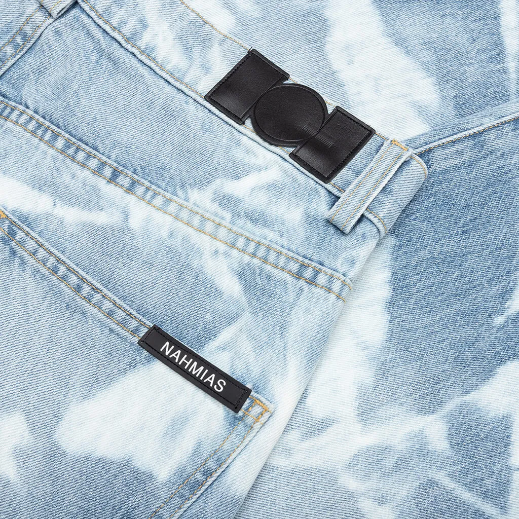 Patterned Bleach Baggy Jeans - Light Wash