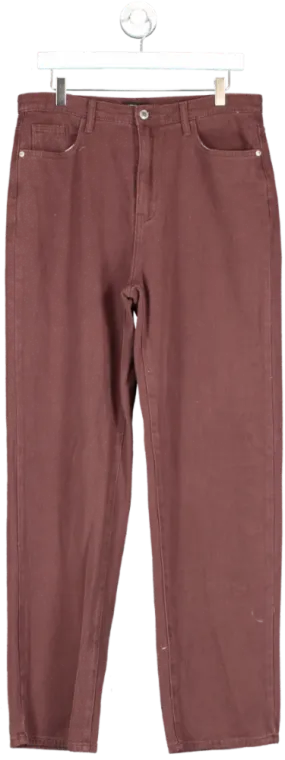 PrettyLittleThing Brown Chocolate High Waist Straight Leg Jeans UK 14