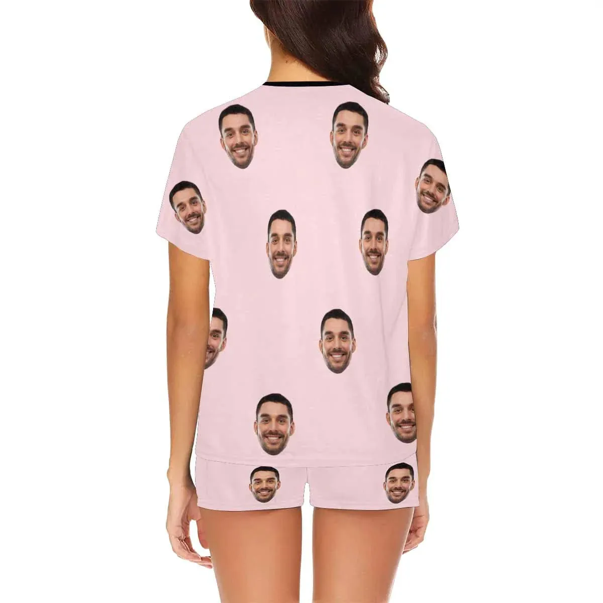 PRICE DROP-Custom Face Couple Pajamas Personalized Face Couple Matching Crew Neck Short Pajama Set