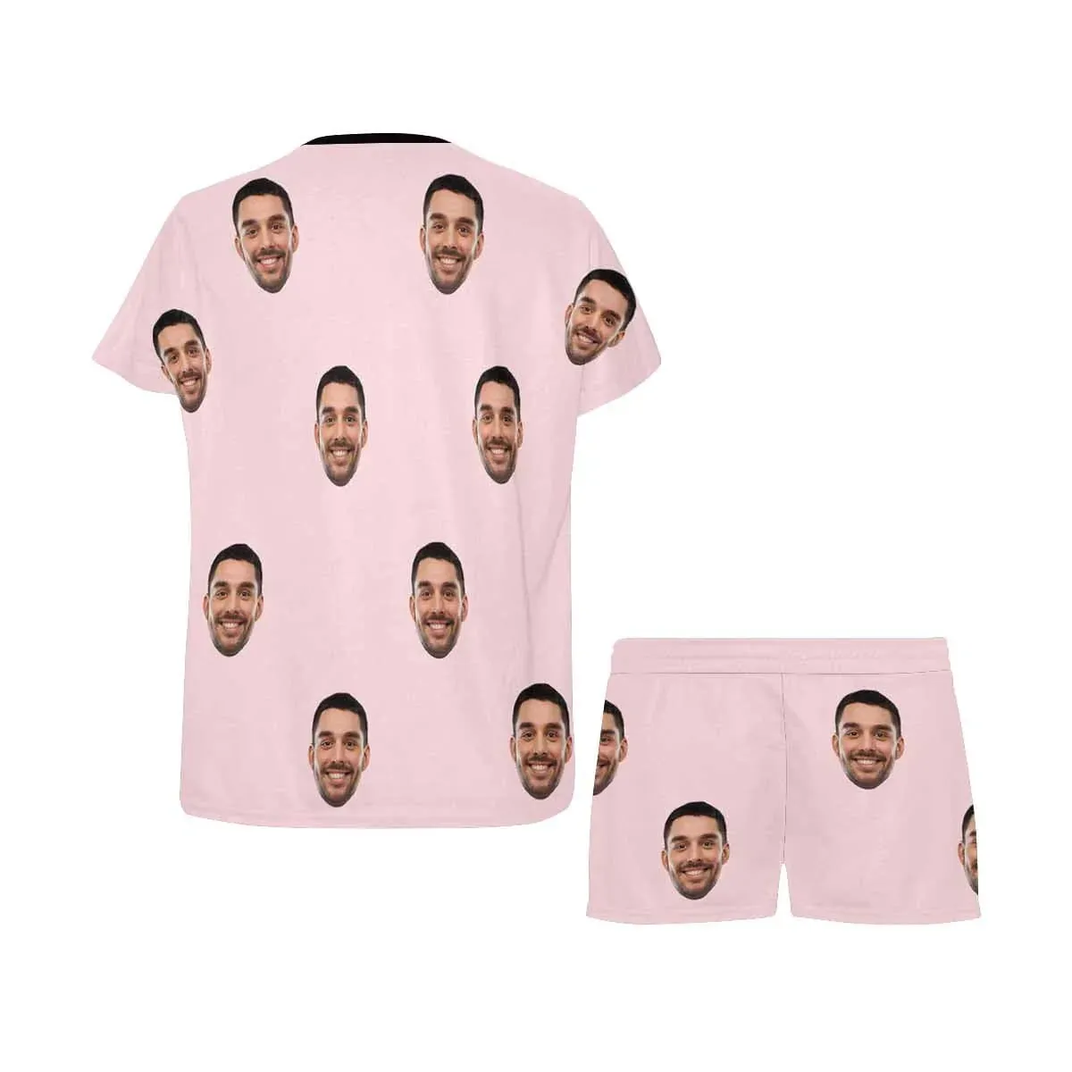 PRICE DROP-Custom Face Couple Pajamas Personalized Face Couple Matching Crew Neck Short Pajama Set