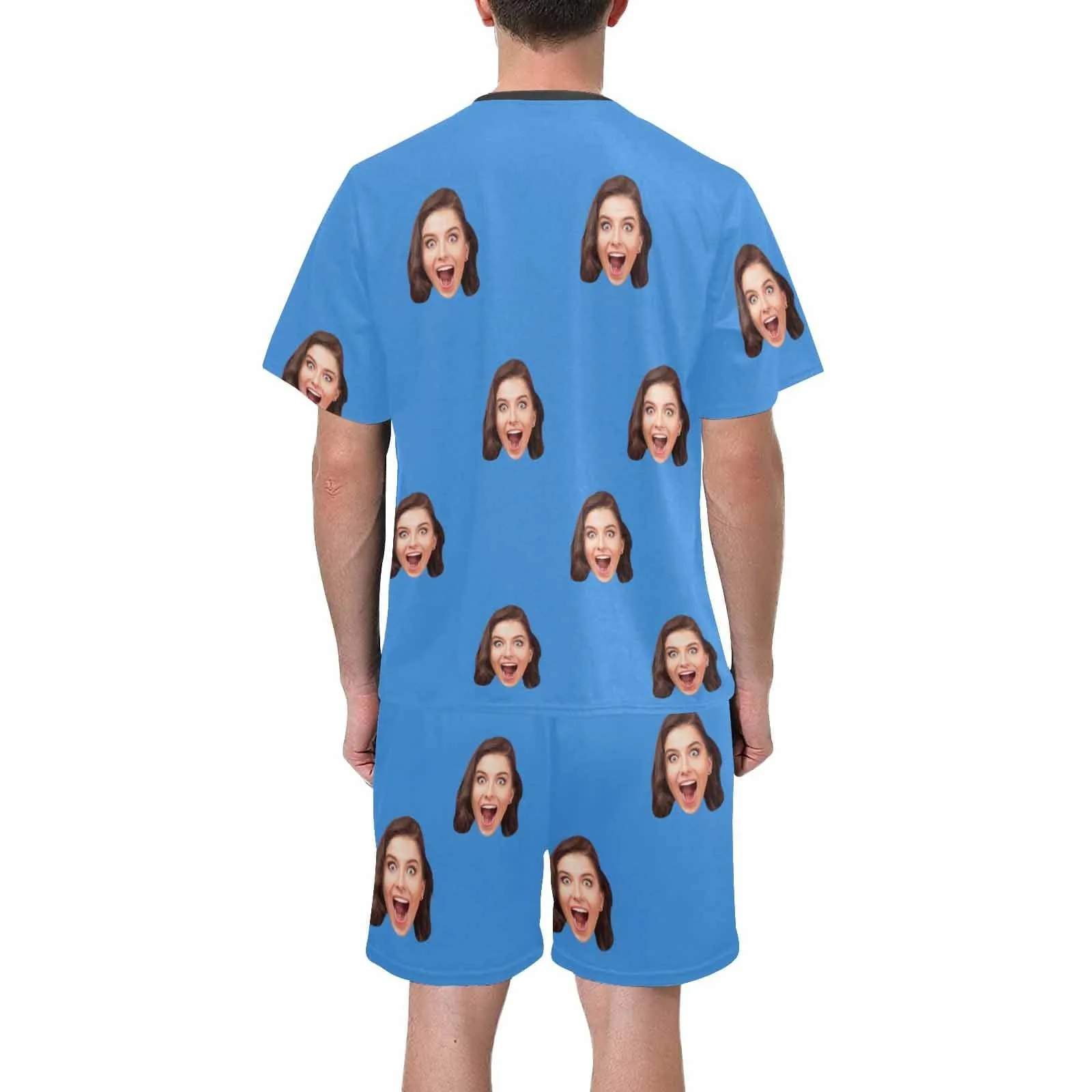 PRICE DROP-Custom Face Couple Pajamas Personalized Face Couple Matching Crew Neck Short Pajama Set