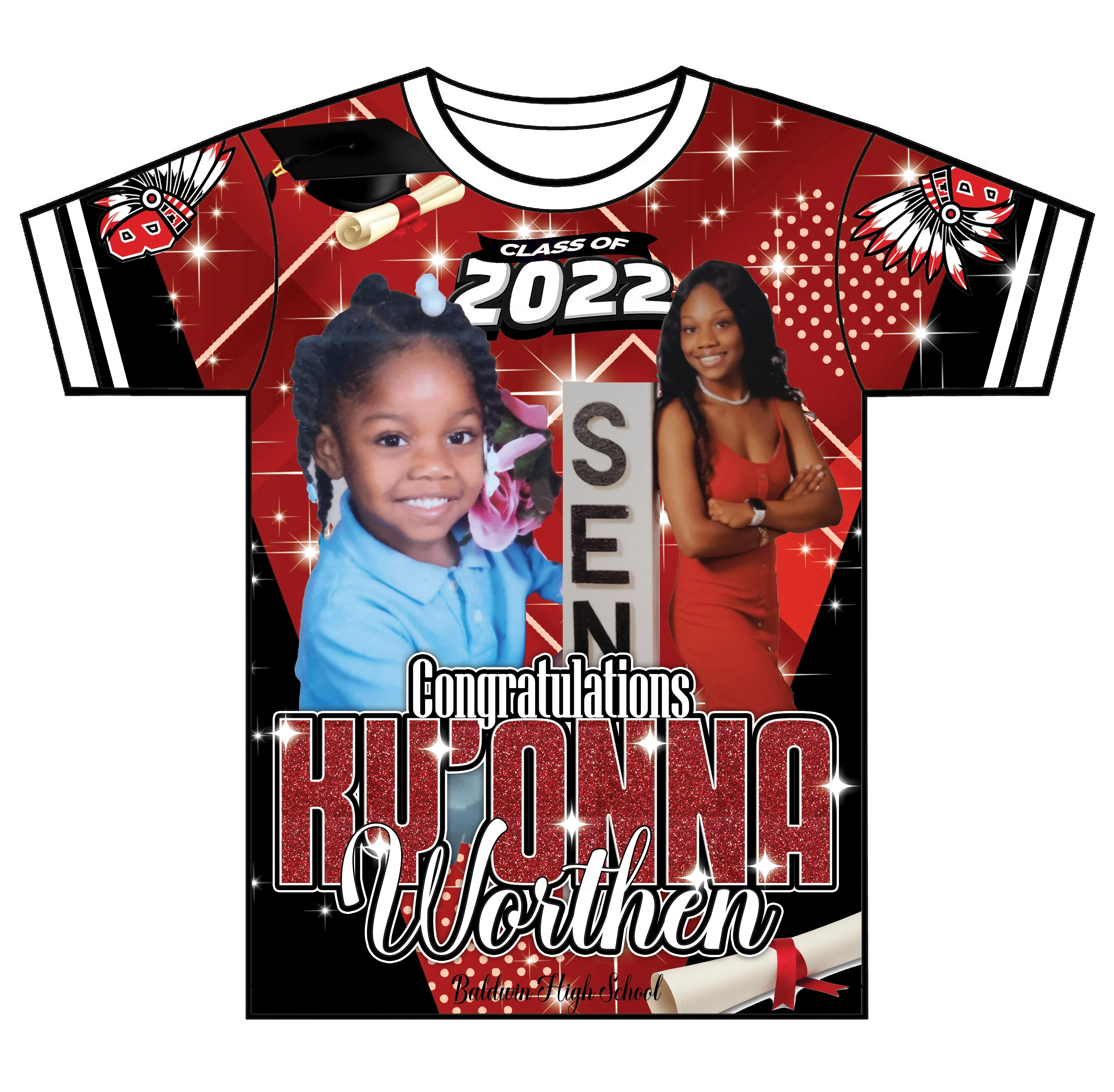 "Ky'onna" Custom Designed Graduation 3D shirt