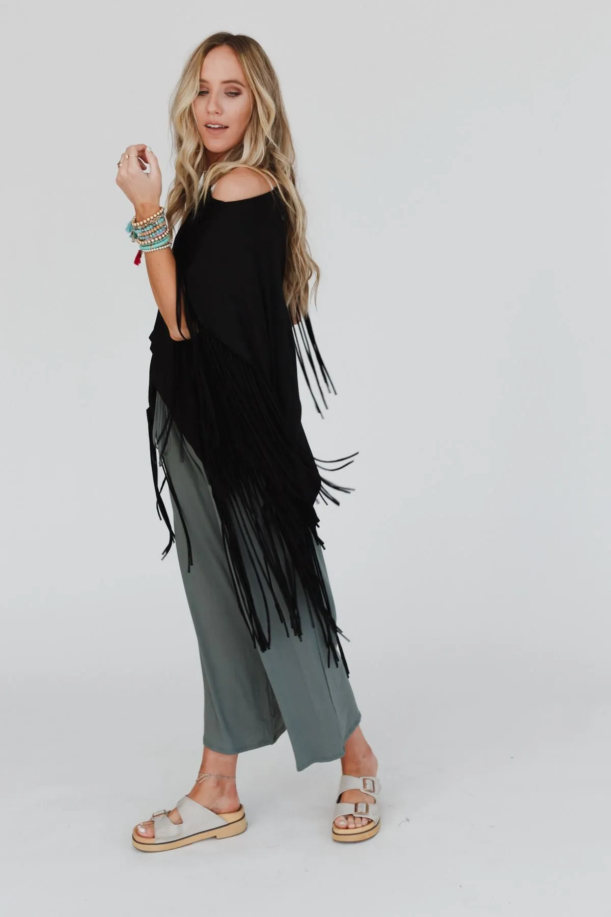 Showstopper Fringe Top - Black