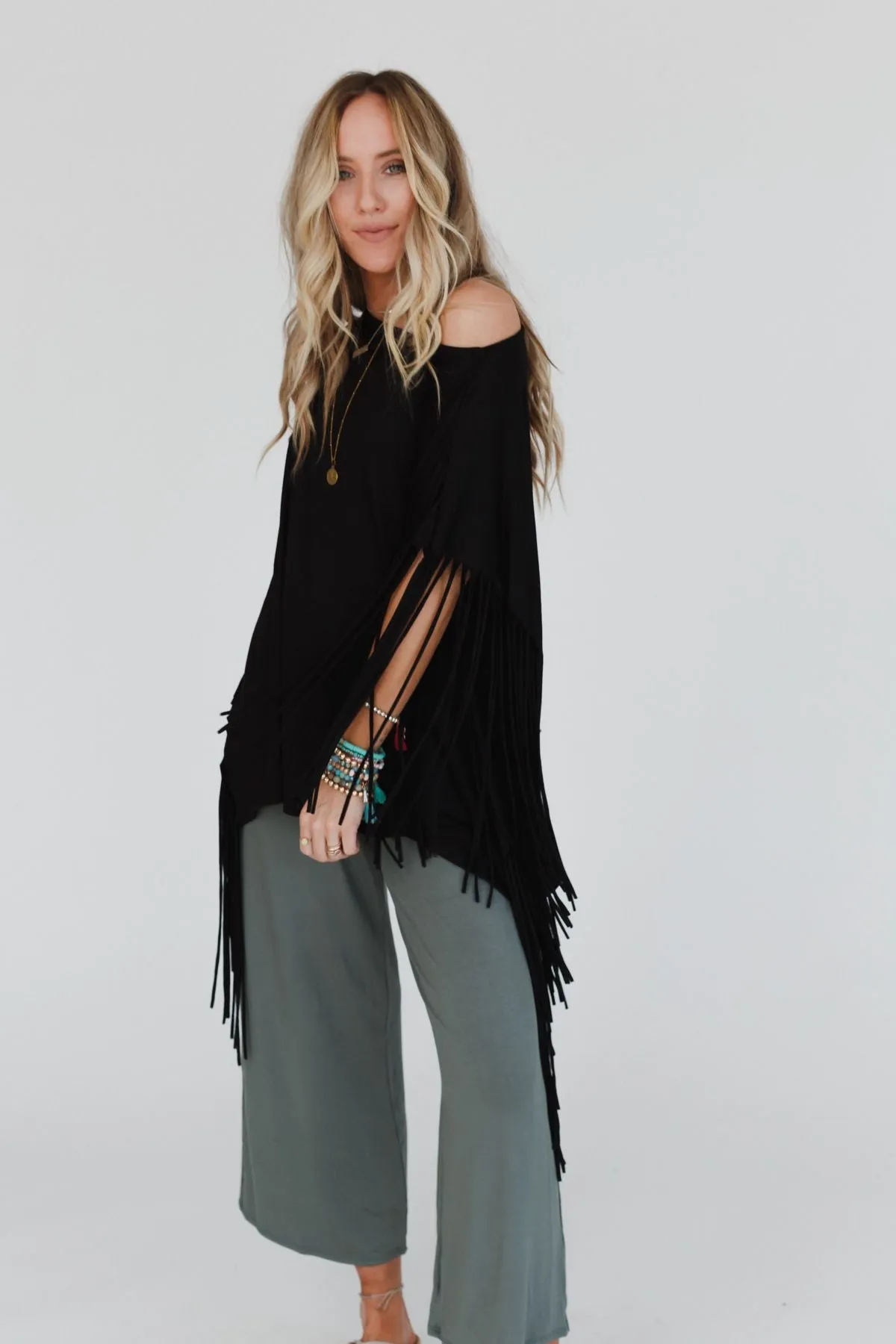 Showstopper Fringe Top - Black