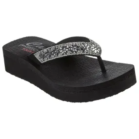 Skechers 119638 Vinyasa - Wild Daisies Ladies Black Vegan Sandals