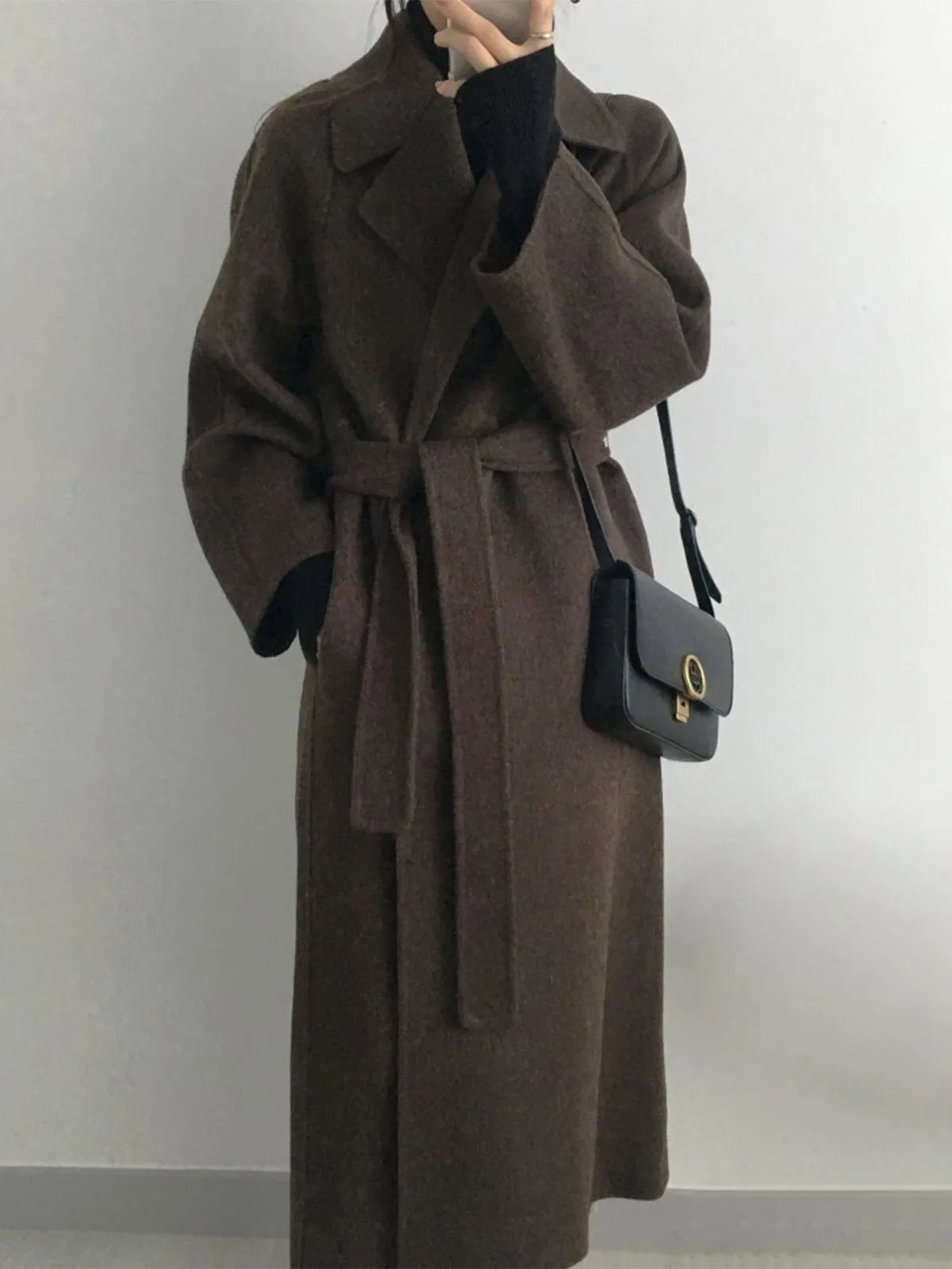 Soft Wool Belted Long Coat