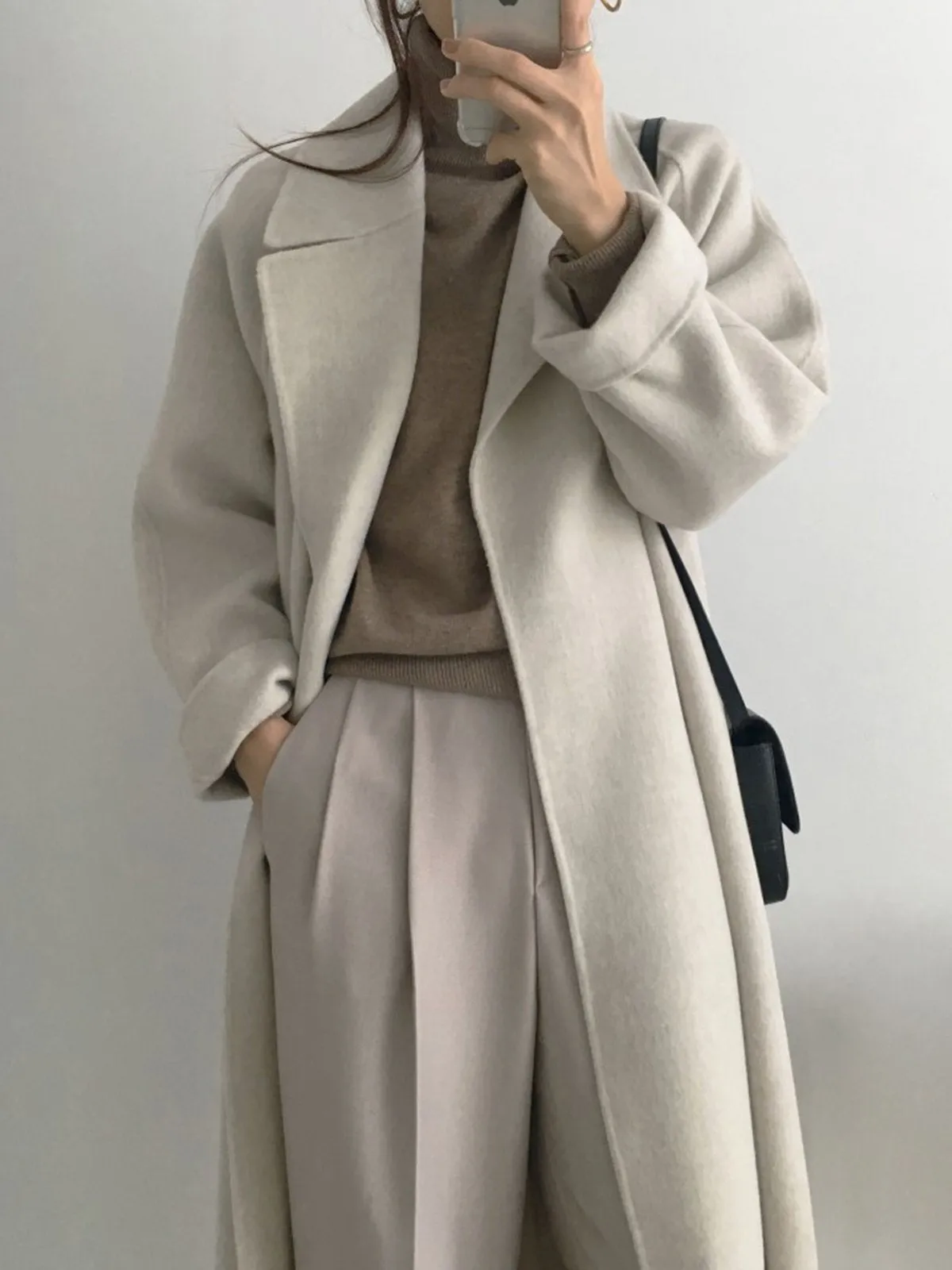 Soft Wool Belted Long Coat