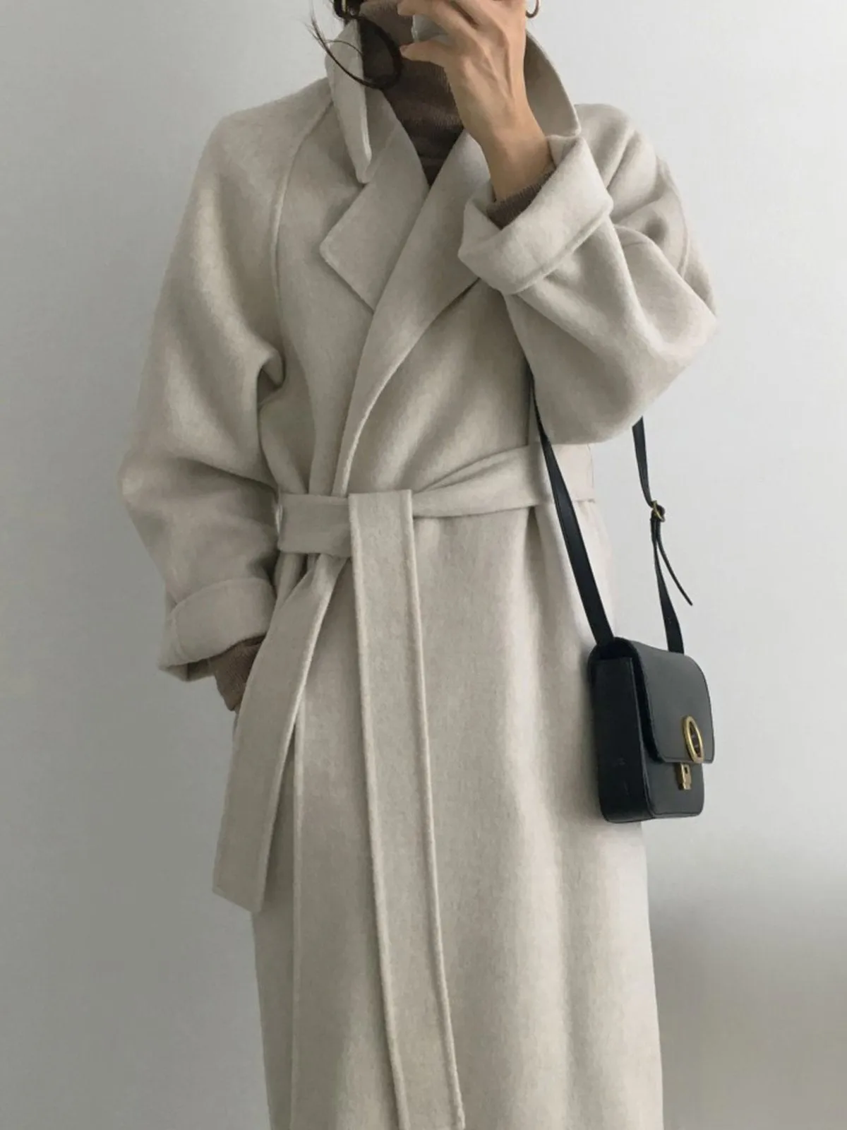 Soft Wool Belted Long Coat