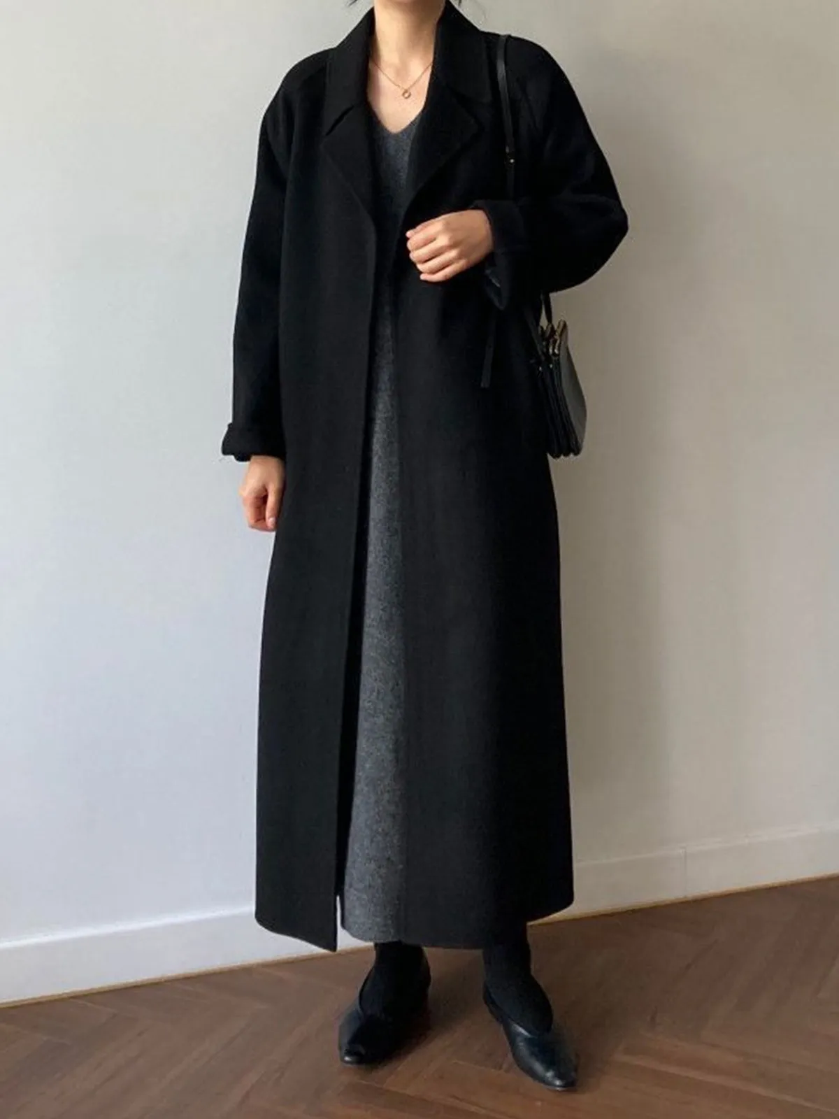 Soft Wool Belted Long Coat