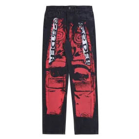 Sp5der Worldwide Moto Jeans Black Red