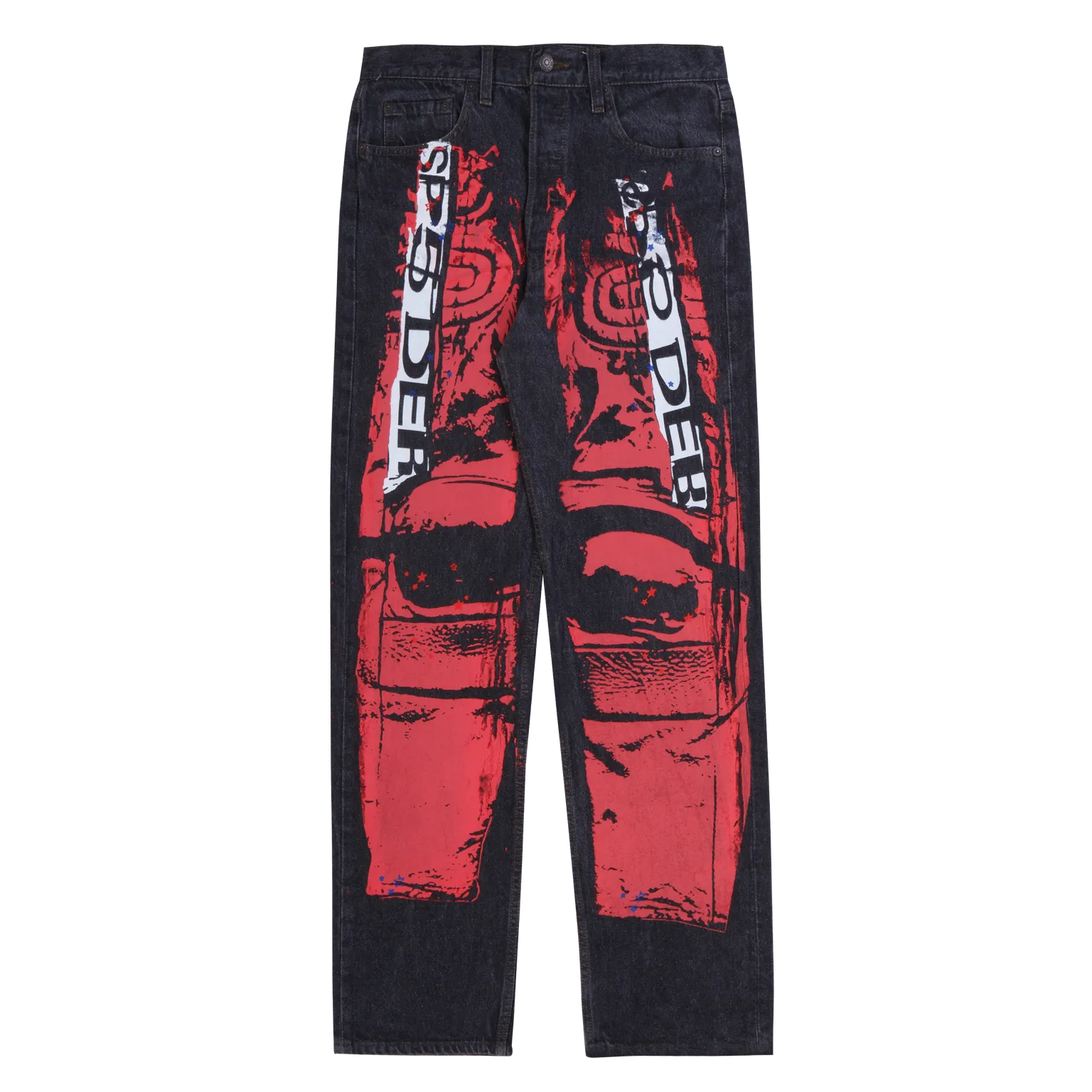 Sp5der Worldwide Moto Jeans Black Red