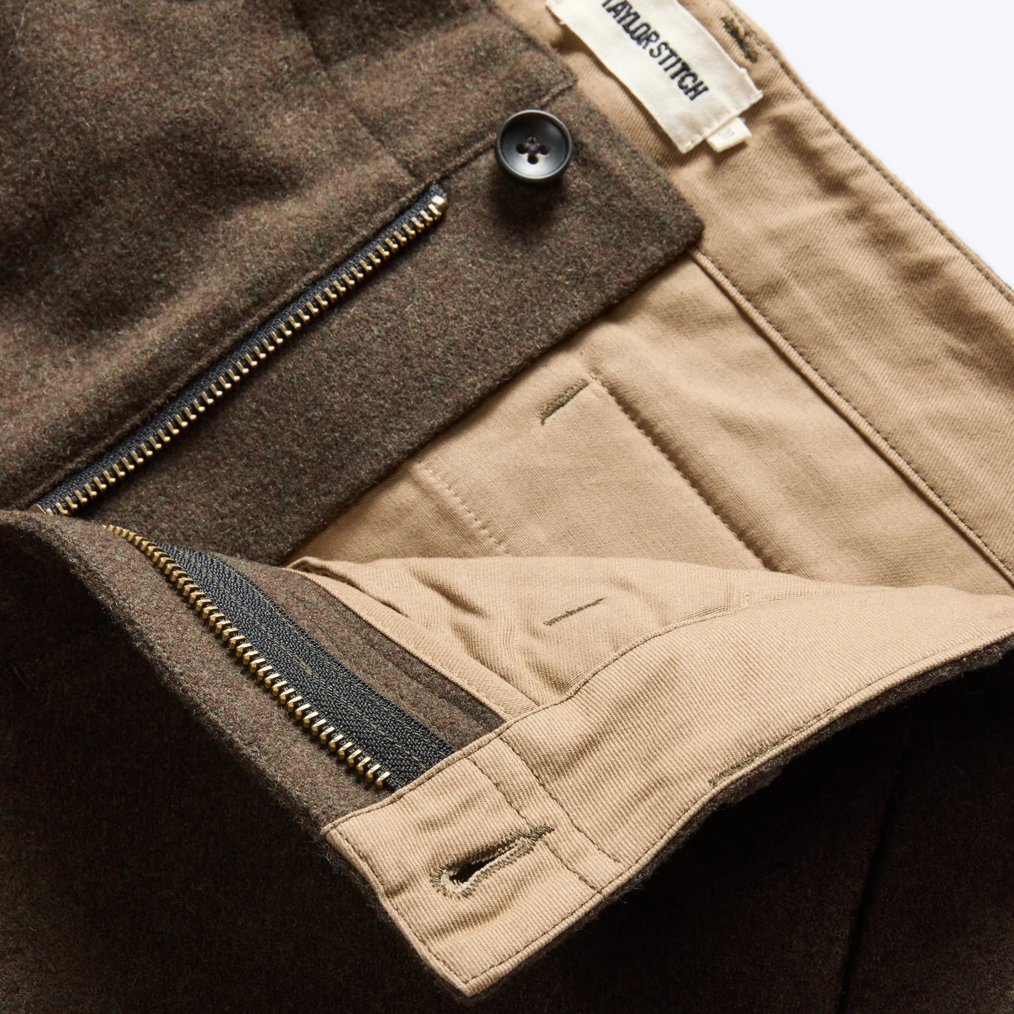 The Carnegie Pant in Army Herringbone Wool