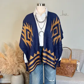 The Santa Fe ~ Aztec Wrap in Navy