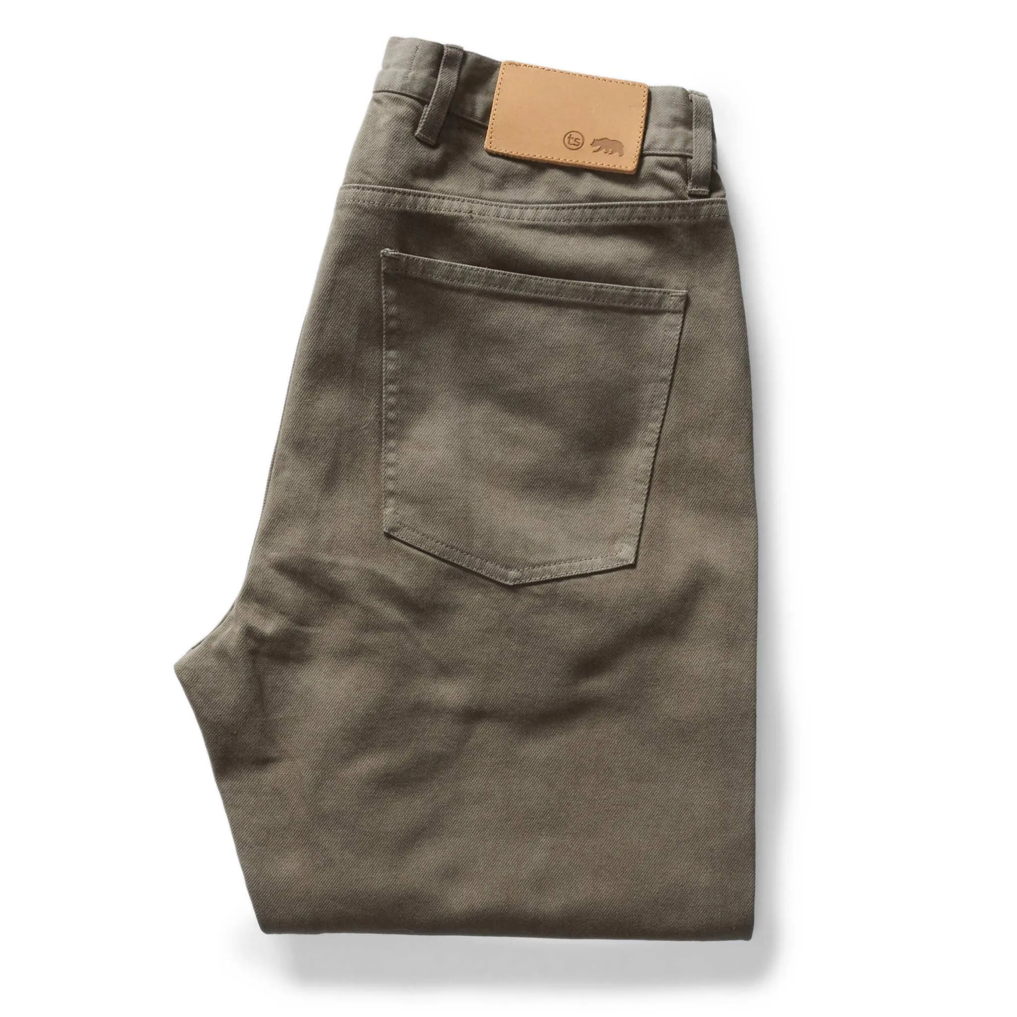 The Slim All Day Pant in Fatigue Olive Selvage Denim