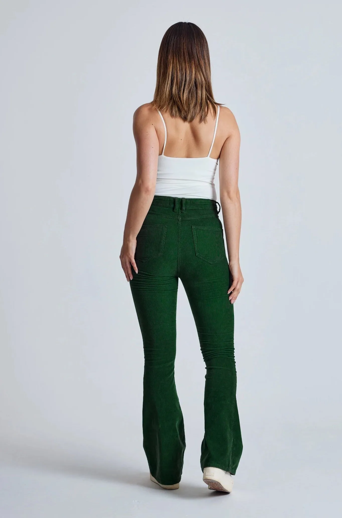 Winter Green Mavis High Waisted Skinny flared Jeans -  GOTS Certified Organic Cotton and Elastane